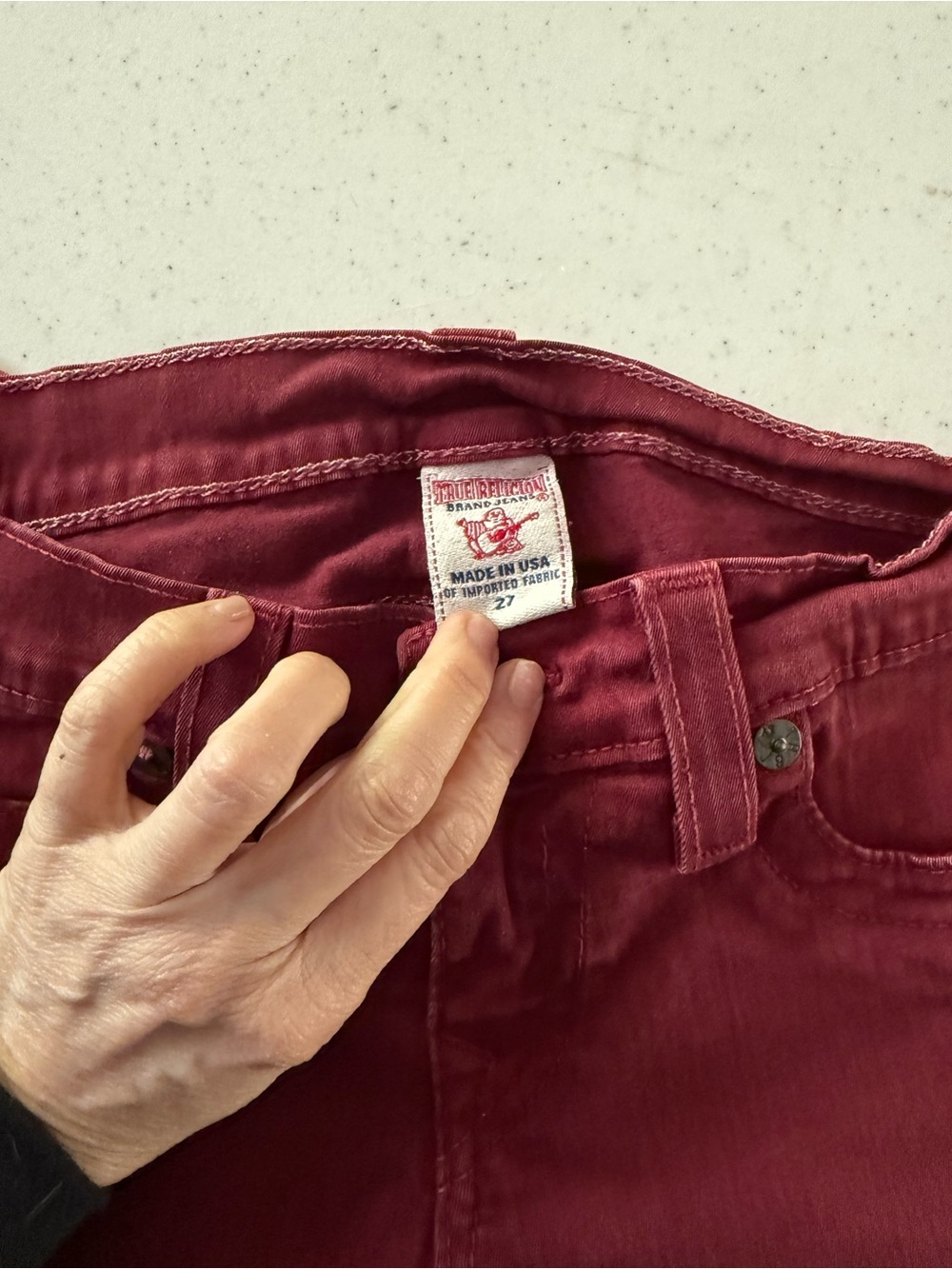 True Religion Women's Deep Burgundy High-Rise Jeans